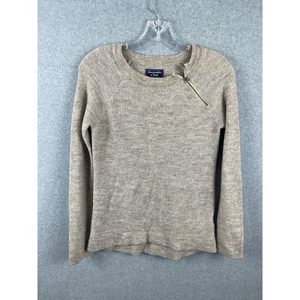 Abercrombie & Fitch Sweater‎ Women's XS Brown Shoulder Zip Long Sleeve Pullover